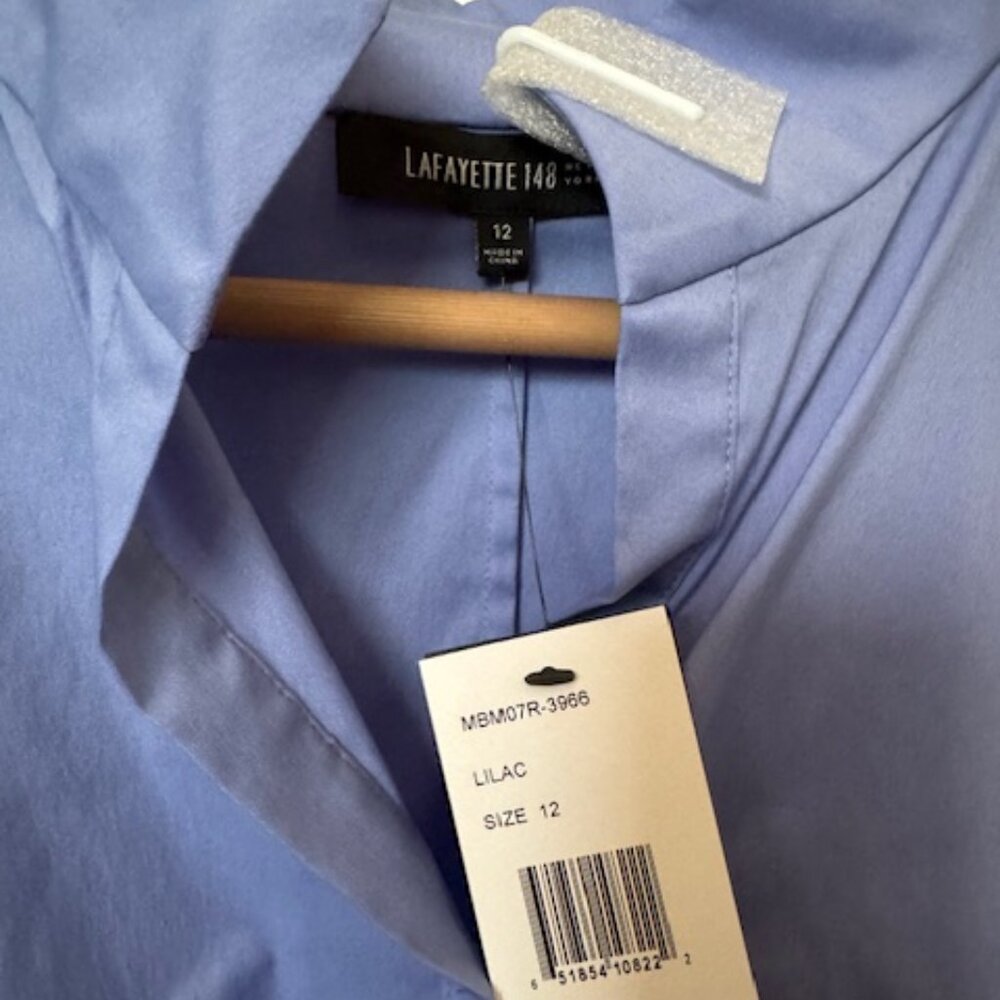 Lafayette 148 New York short sleeve button down blouse size 12 Lilac - Picture 2 of 4